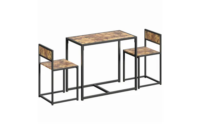 Homcom 3 Piece Table Stool Set - Rustic Brown