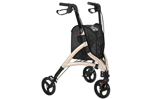 Homcom 3 Wheel Rollator - Lightweight Aluminium Tri Walker With Adjustable Handle