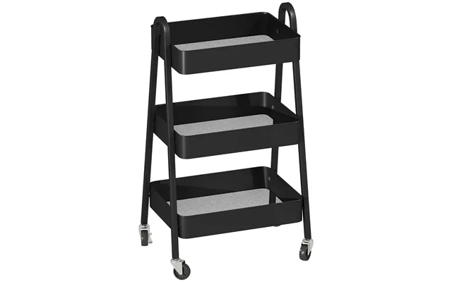 Homcom 3-tier Storage Trolley On Wheels - Black