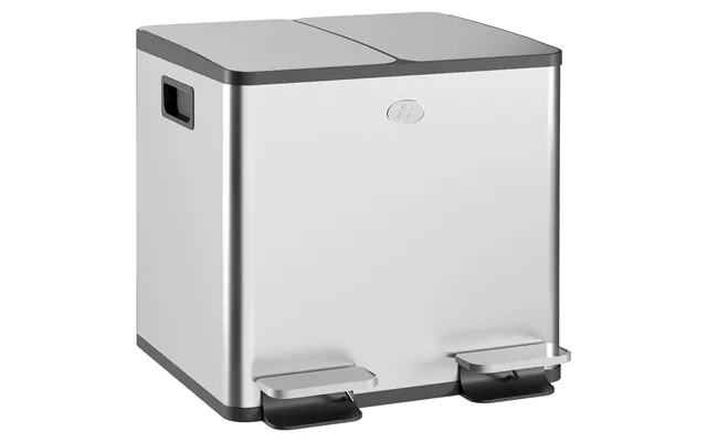 Homcom 30l Dual Compartment Stainless Steel Bin, With Deodoriser Holders - Silver Tone