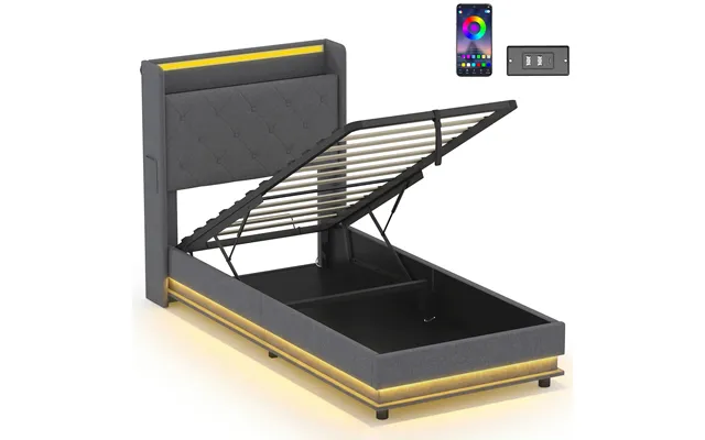 Homcom 3ft Single Bed Frame With Headboard - Platform Bed Frame With Hydraulic Storage