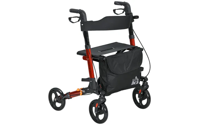 Homcom 4 Wheel Rollator With Seat And Back - Folding Mobility Walker With Carry Bag