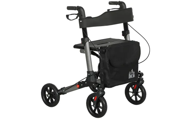 Homcom 4 Wheel Rollator With Seat And Back - Folding Mobility Walker With Carry Bag