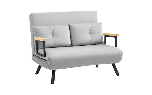 Homcom 4-in-1 Velvet-feel Double Sofa Bed, With Pillows - Light Grey