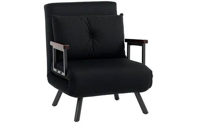 Homcom 4-in-1 Velvet-feel Single Chair Bed, With Pillow - Black