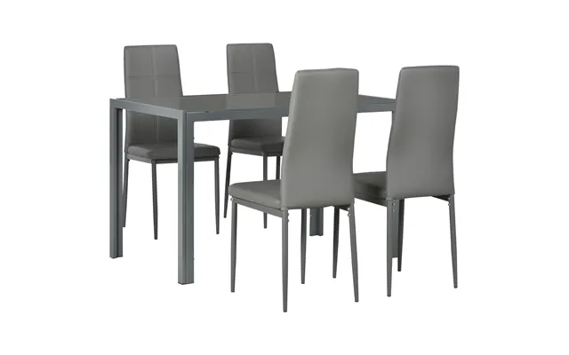 Homcom 5-piece Kitchen Dining Table Set With 4 Faux Leather Metal Frame Chairs Glass Tabletop Desk For Dining Room - Kit