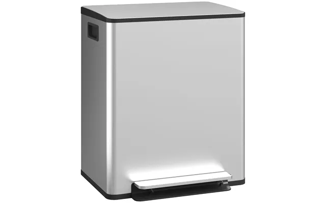 Homcom 50l Dual Compartment Stainless Steel Bin, With Deodoriser Holders - Silver product image