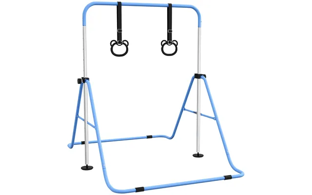 Homcom Adjustable Height - Foldable Kids Gymnastics Bar W Non-slip Mats
