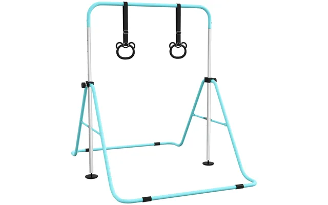 Homcom Adjustable Height - Foldable Kids Gymnastics Bar W Non-slip Mats