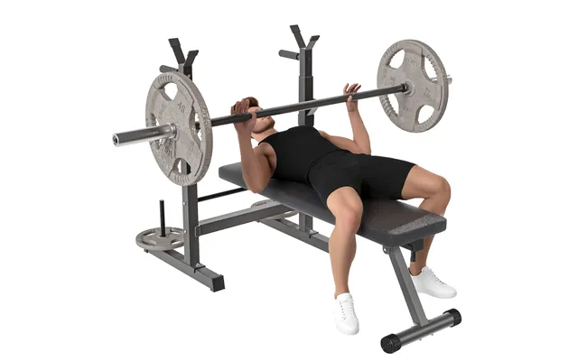 Homcom Adjustable Weight Bench - Foldable Bench Press With Barbell Rack