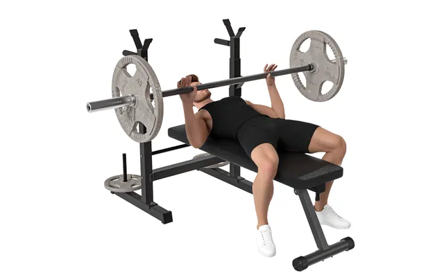 Homcom Adjustable Weight Bench Foldable Bench Press - With Barbell Rack