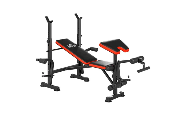 Homcom Adjustable Weight Bench With Leg Developer Barbell Rack For Weight Lifting And Strength Training Multifunctional