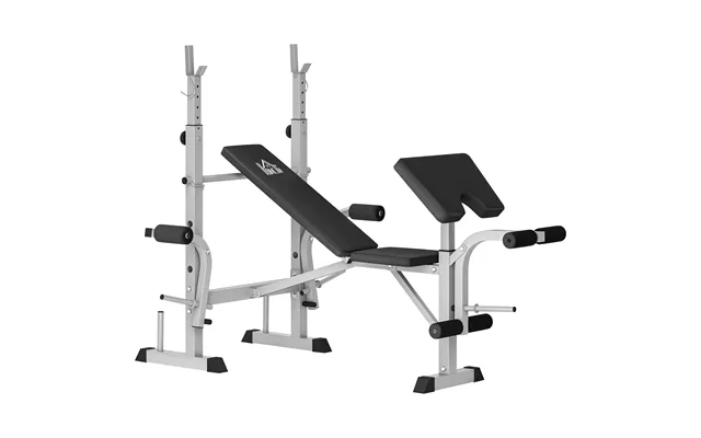 Homcom Adjustable Weight Bench With Squat Rack - Heavy Duty Bench Press Rack With Preacher Curl Pad