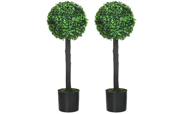Homcom Artificial Boxwood Topiary Balls Set Of 2 Faux Plants In Pots - Indoor Outdoor Decor product image