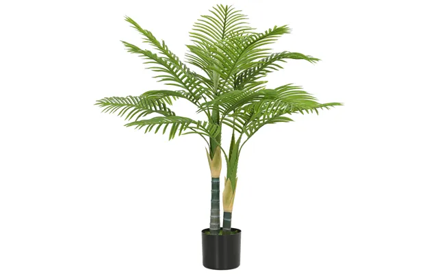 Homcom Artificial Palm Tree With 14 Peva Leaves - 120cm Decorative Artificial Plant With Pot And Moss Effect
