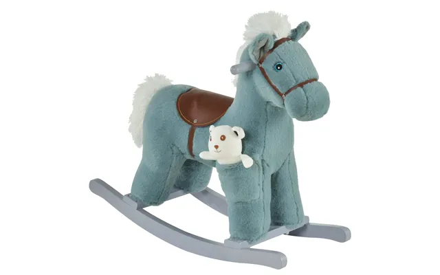 Homcom Baby Wooden Rocking Horse With Plush Toy Realistic Sounds - Kids Plush Ride-on Rocking Horse Toy For Child 18-36 