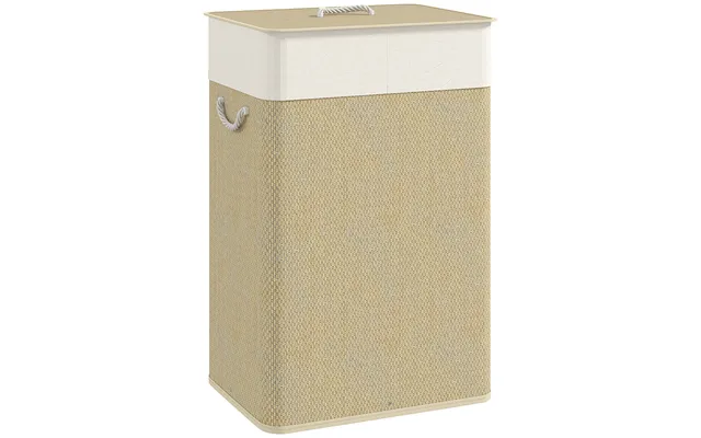 Homcom Bamboo Laundry Basket With Lid - 72l Laundry Hamper With Rope Handles
