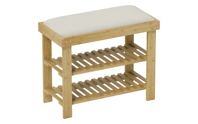 Homcom Bamboo Shoe Storage Bench - 3-tier Shoe Bench With Seat Cushion