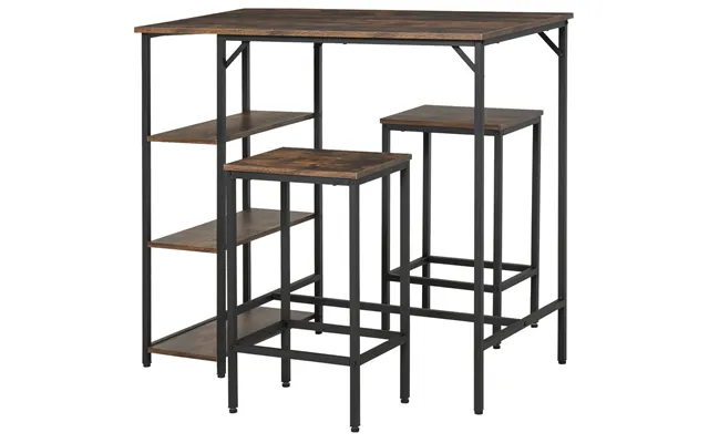 Homcom Bar Table And Stools W 2 Stools & Side Shelf - Dining Table Set W Industrial Bar Height