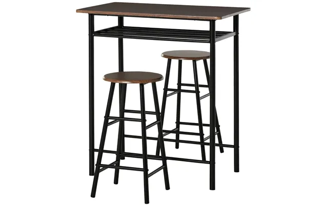 Homcom Bar Table And Stools W Metal Frame Footrest And Storage Shelf - Bar Table Set For Kitchen