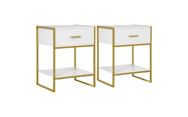 Homcom Bedside Table Set Of 2 - Modern Side Tables With Drawer And Shelf