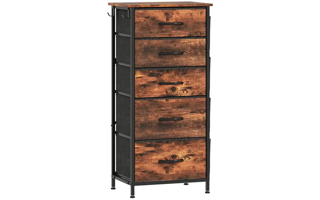 Homcom Chest Of Five Fabric Drawers - Rustic Brown
