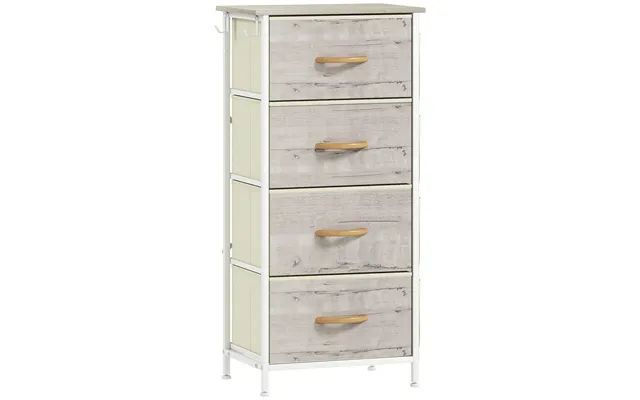 Homcom Chest Of Four Fabric Drawers - Natural Wood Finish