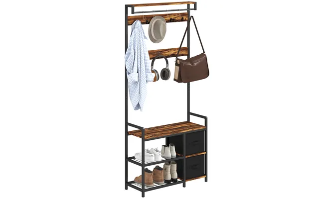 Homcom Coat Rack With Bench And Shoe Storage - 4-in-1 Coat Stand With 15 Coat Hooks
