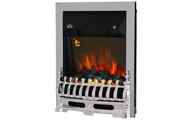 Homcom Contemporary Electric Fireplace Coal Burning Flame Effect Inset Fire Place Space Heater Glass View Led Lighting W
