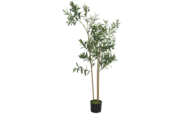 Homcom Decorative Artificial Plant - 148 Cm Silk Olive Tree With 553 Leaves In Cement Pot