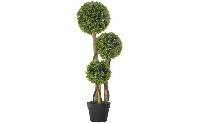 Homcom Decorative Artificial Plants Boxwood Ball Topiary Trees In Pot Fake Plants For Home Indoor Outdoor Decor - 90 Cm 