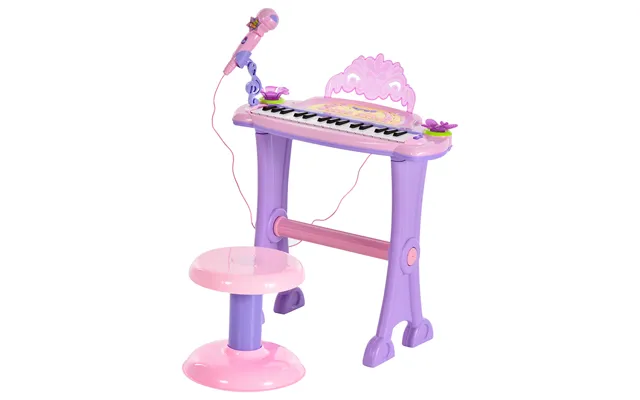 Homcom Electronic Organ For Kids - Mini Piano With Microphone And Stool