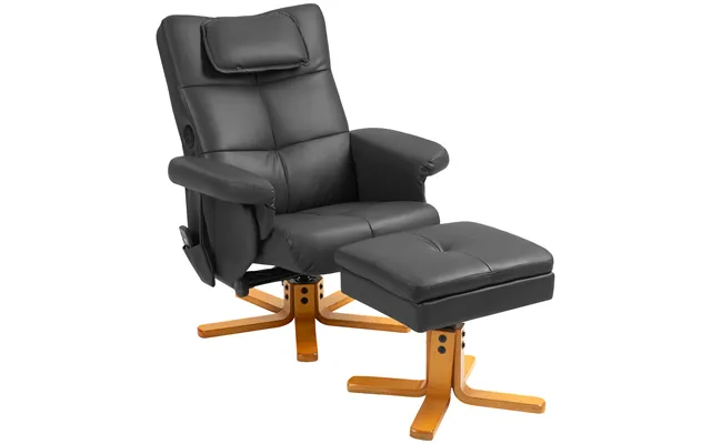 Homcom Faux Leather Massage Recliner Chair, With Storage Ottoman - Black Aosom Uk