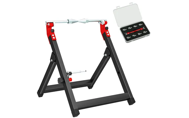 Homcom Foldable Motorcycle Wheel Balancer Truing Stand With Spoke Wrench - Steel Bike Tyre Rim Balancing Stand With Alum