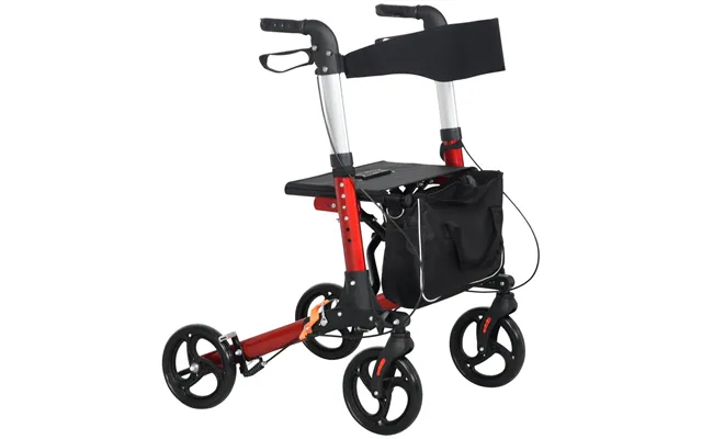 Homcom Folding Rollator Walker W Seat & Backrest - Lightweight Walking Frame W 6 Adjustable Handle Height