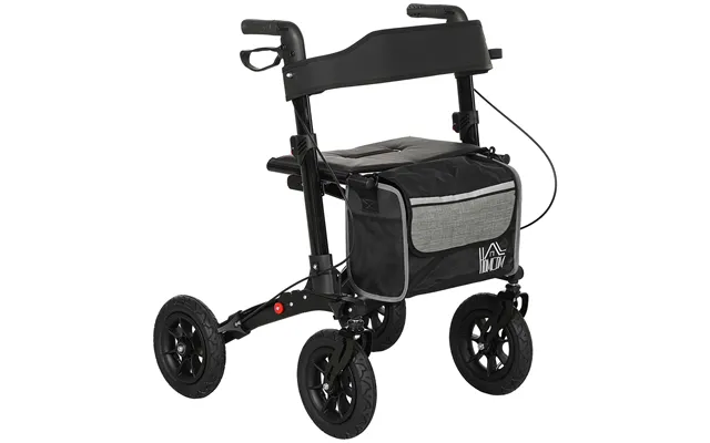 Homcom Folding Rollator Walker With Padded Seat - Backrest