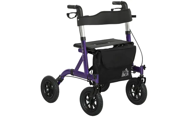 Homcom Folding Rollator With 6 Adjustable Handle Height - Purple Aosom Uk