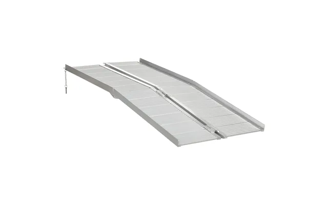Homcom Folding Wheelchair Ramp - Textured Aluminum