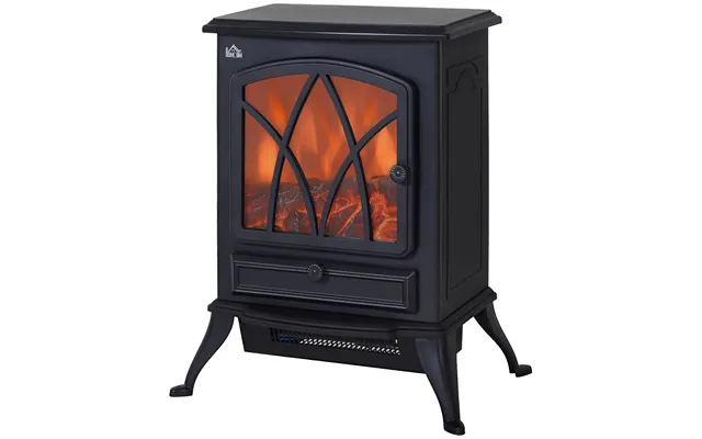 Homcom Free Standing Electric Fireplace Stove With Fan And Log Burning Flame Effect 2000w 1000w Room Heater Wood Burner 
