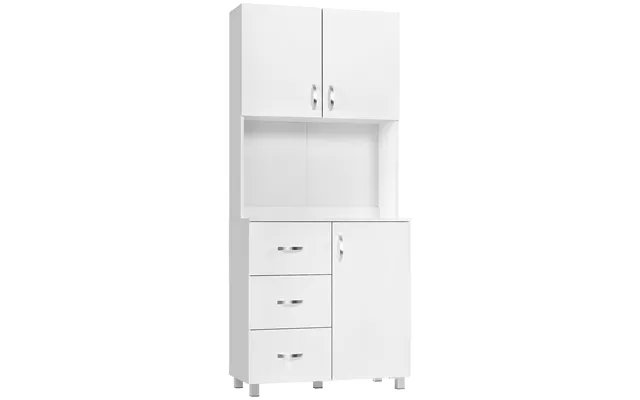 Homcom Free Standing Kitchen Cabinet Cupboard With 2 Cabinet - 3 Drawers And 1 Open Space