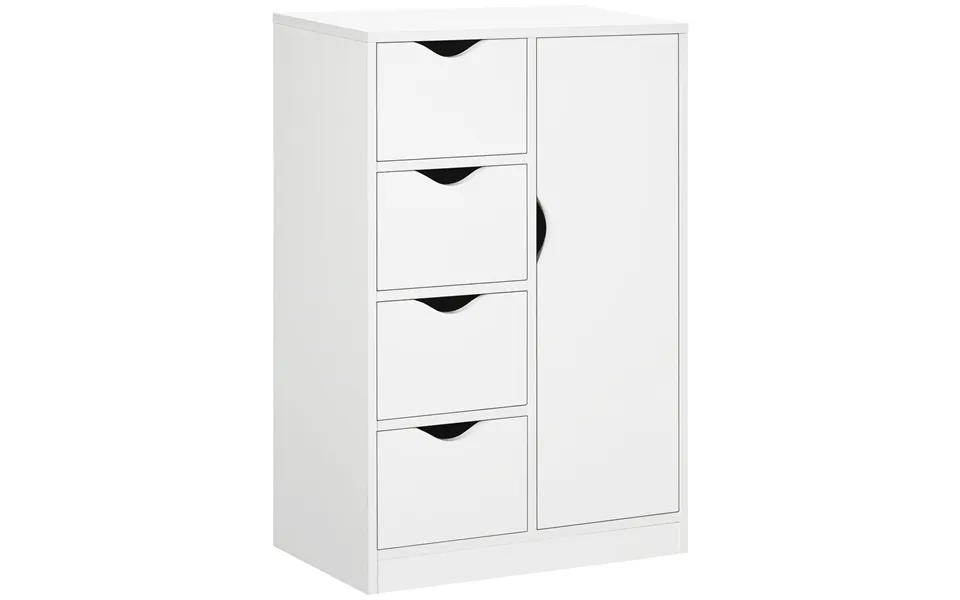 Homcom Freestanding Bathroom Cabinet - 4 Drawer Storage Cupboard With Door For Living Room