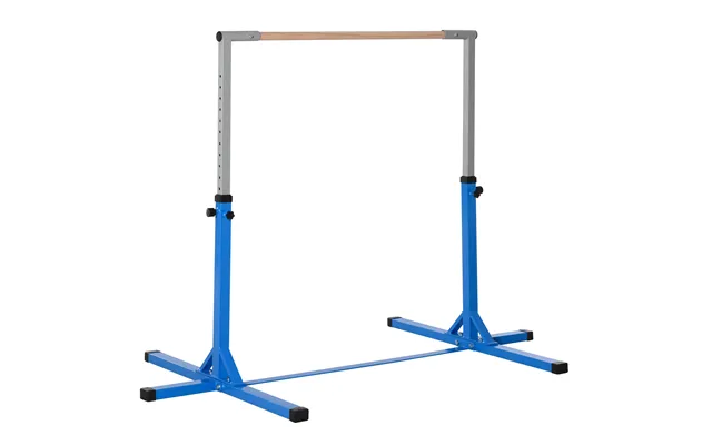 Homcom Height Adjustable Gymnastics Horizontal Bar For Kids Home Gym Training Children Junior Kip High Bar Fitness Blue 
