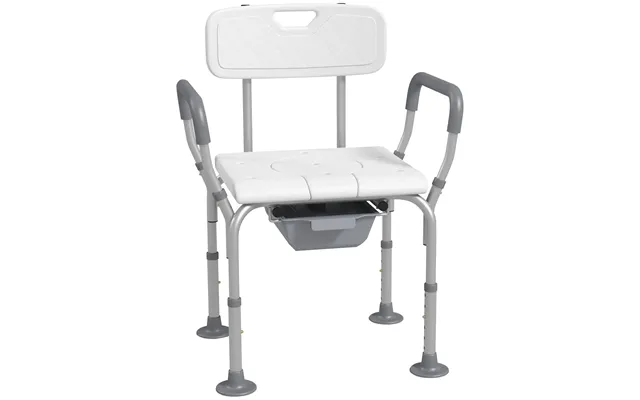 Homcom Height Adjustable Shower Stool With Arms And Back - Non-slip Bedside Commode product image