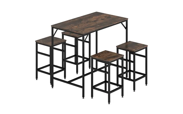 Homcom Industrial Rectangular Bar Table And Stools With 4 Stools - Dining Table And Chairs Set For Dining Room