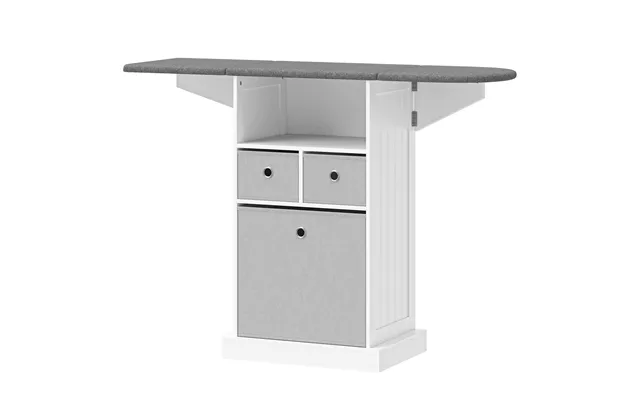 Homcom Ironing Board Cabinet On Wheels With Ironable And Foldable Top - Mobile Storage Cabinet With Ironing Board