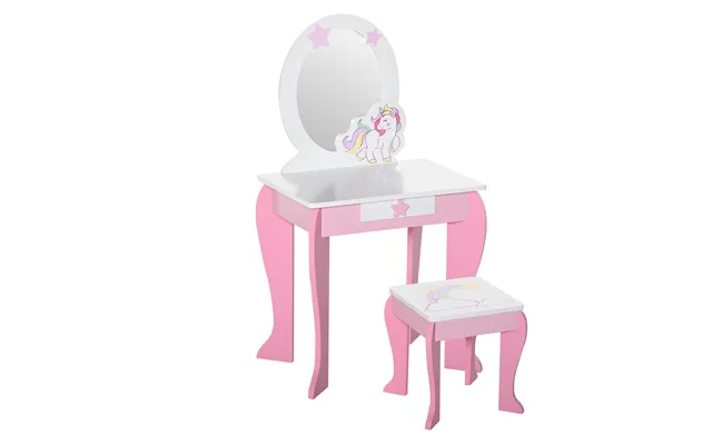 Homcom Kids Dressing Table - Girls Dressing Table W Mirror & Stool