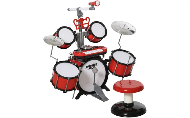 Homcom Kids Drum Set For Beginners - Drum Kit With Toy Microphone