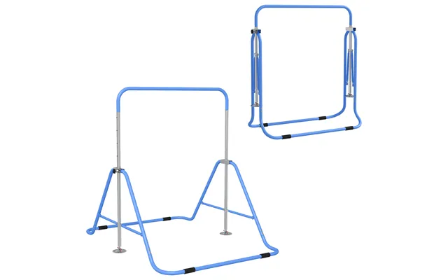 Homcom Kids Gymnastic Bar, With Adjustable Height, Foldable Horizontal Bars - Blue