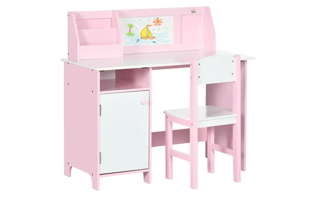 Homcom Kids Table And Chair Set Two-piece Table And Chair Set Multi Use Toddler Furniture W Whiteboard - Pink Aosom Uk