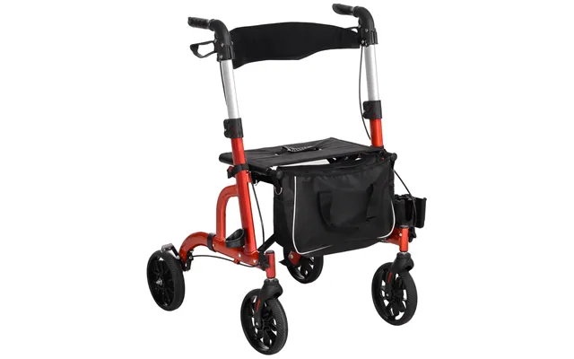 Homcom Lightweight Walking Frame - Folding Rollator Walker With Seat And Backrest